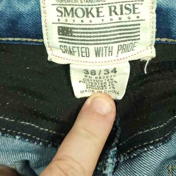 Smoke Rise Jeans Mens 38x34 Slim Straight Cargo Moto Ripped Acid Wash Distressed - Picture 5 of 9